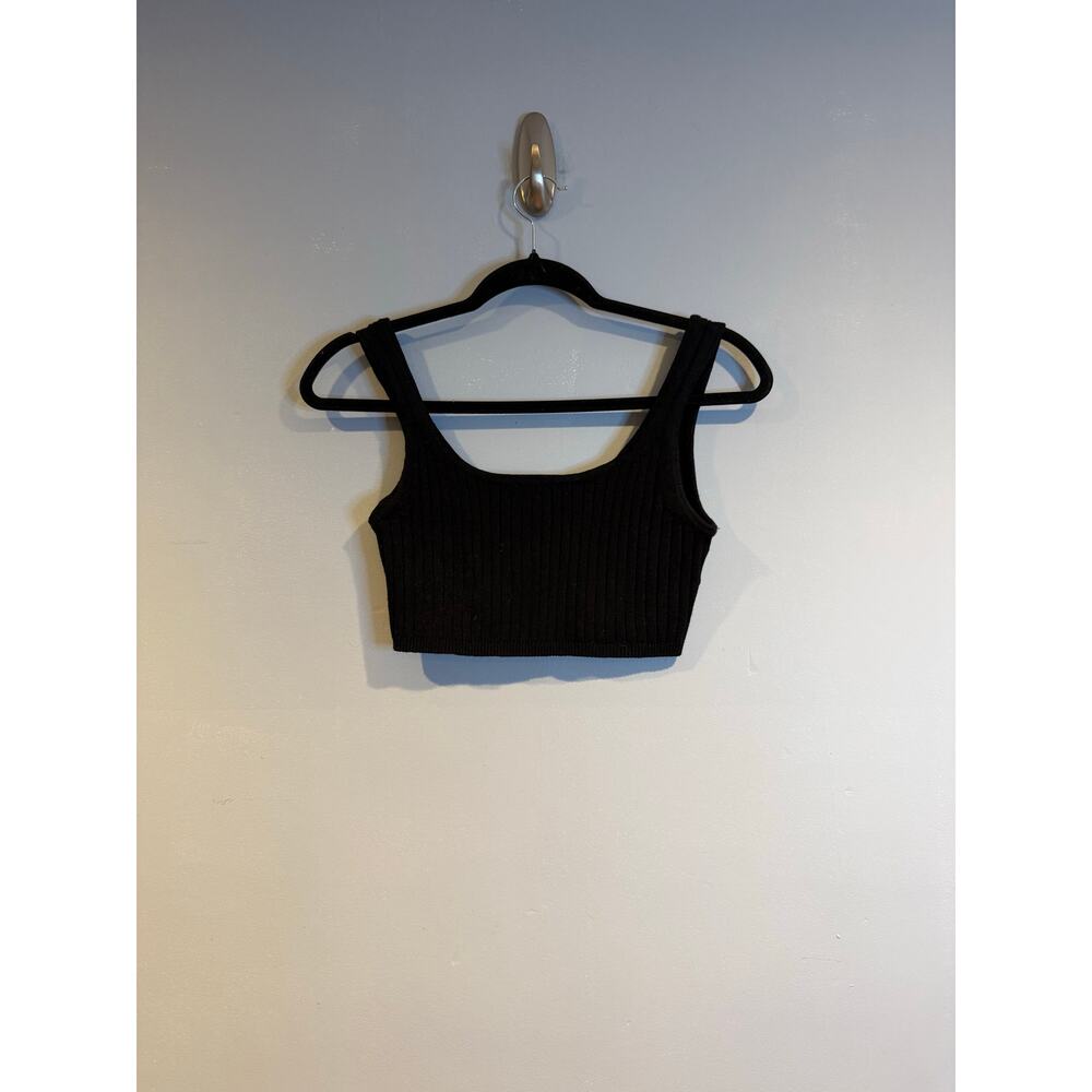 Wilfred Ribbed Merino Wool Cropped Tank Top XS Black